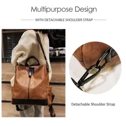 Vintage leather backpack - shoulder bag - large capacityBackpacks
