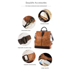 Vintage leather backpack - shoulder bag - large capacityBackpacks