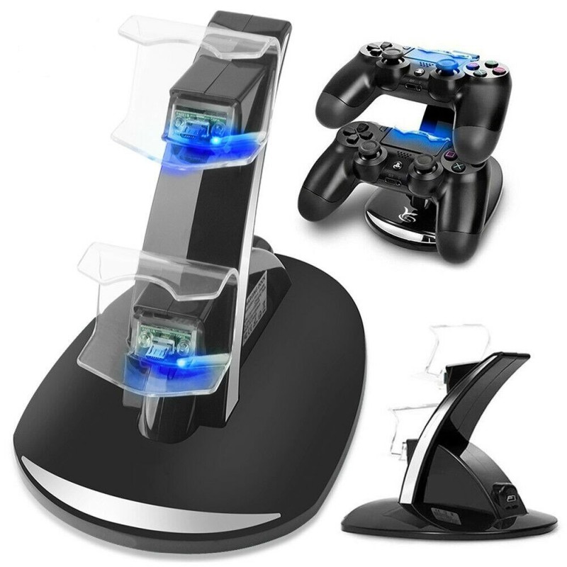 Dobbel lader - stativ - USB - LED - for PS4 / PS4 Pro / PS4 Slim-kontroller