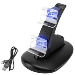 Dobbel lader - stativ - USB - LED - for PS4 / PS4 Pro / PS4 Slim-kontroller
