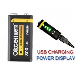 OKCELL - lithium battery - rechargeable - USB - 9V - 800 mAhBattery
