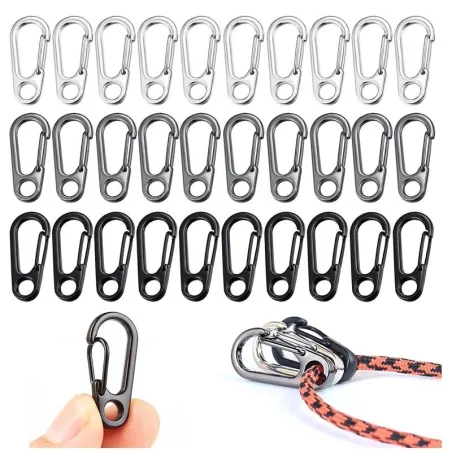 Mini karabinkrok - klips - krok - nøkkelring - for flasker / nøkler - 5 stk