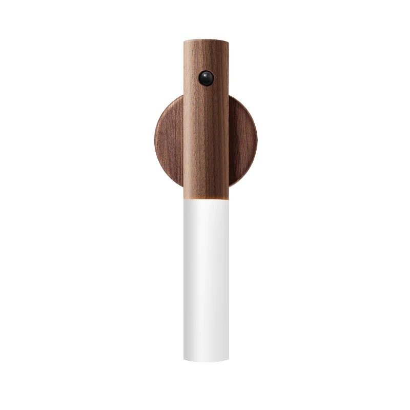 LED vegglampe i tre - infrarød / nattsensor - trådløs - USB-lading