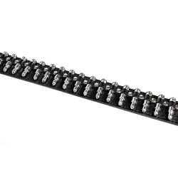 Black leather belt - with bullets / rivets - unisex - 110 cmBelts