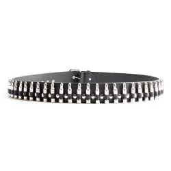 Black leather belt - with bullets / rivets - unisex - 110 cmBelts