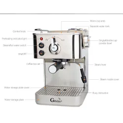 Gustino 19 Bar - semi automatic coffee maker - milk foamer - stainless steelKitchen