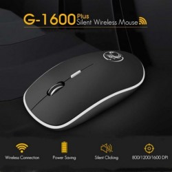 Wireless optical mouse - with USB receiver - ergonomic - silent - 2.4Ghz - 1600 DPIMouses