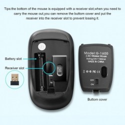Trådløs optisk mus - med USB-mottaker - ergonomisk - lydløs - 2,4Ghz - 1600 DPI