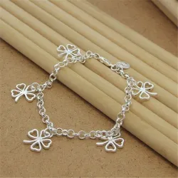 Firkløverarmbånd - 925 sterling sølv