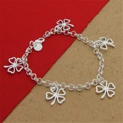Firkløverarmbånd - 925 sterling sølv