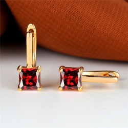 Elegant gold earrings - with square zirconEarrings