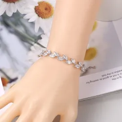 Crystal leaves silver braceletBracelets
