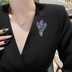 Krystall lavendel haug - brosje