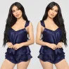 Sexy sateng pyjamas - shorts - ermeløs topp - sett