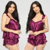 Sexy sateng pyjamas - shorts - ermeløs topp - sett