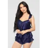 Sexy sateng pyjamas - shorts - ermeløs topp - sett