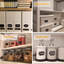 Erasable chalkboard label - black jar stickers - with penKitchen