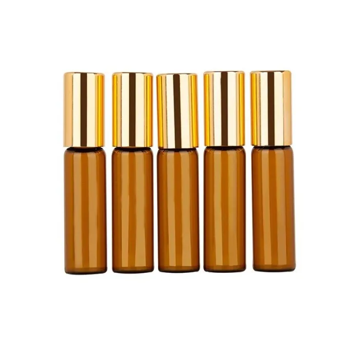 Empty perfume bottle - amber glass - with roller - 5 piecesPerfumes