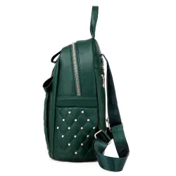 Leather backpack - with decorative studs - large capacityBackpacks