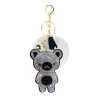 Crystal teddy bear with fur pom pom - keychainKeyrings