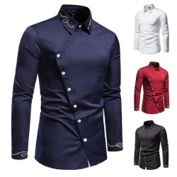 Asymmetrical long sleeve shirt - decorative golden embroideryT-shirts