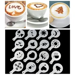Sjablonger for kaffe - cappuccino - latte - maler - 16 stk
