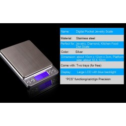 Precision kitchen weight scale - digital - stainless steel - 0.01g x 500gWeighing scales