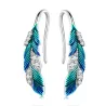 Green-blue crystal feathers - earrings - 925 sterling silverEarrings