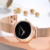 Elegant Quartz-klokke - mesh-rem i rustfritt stål - måne / stjerner