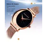 Elegant Quartz-klokke - mesh-rem i rustfritt stål - måne / stjerner