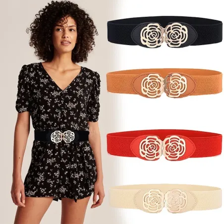 Elastic canvas belt - with decorative metal buckleBelts