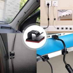 Plastkabelorganisator - klips - krok - med lim - 10 stk