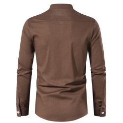Long sleeve cotton shirt - with stand-up collarT-shirts