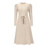 Elegant knitted dress - long sleeve - waist beltDresses