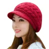 Knitted winter wool hat with visorHats & Caps