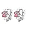 Silver hoop earrings - crystal cat paw designEarrings
