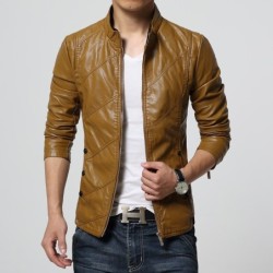 Slim leather jacket - with zippers / pocketsJackets