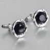 Round silver cufflinks - blue starry sky stone / crystalsCufflinks