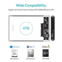 ORICO - 2.5inch - transparent HDD case - with cable - SATA to USB3.0HDD case