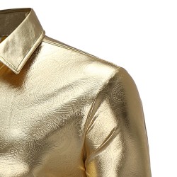 Fasjonabel, skinnende metallisk langermet skjorte