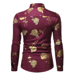 Luxurious long sleeve shirt - printed golden rosesT-shirts