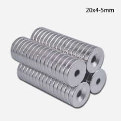 N35 - neodymmagnet - sterk rund skive - 20mm * 4mm - med 5mm hull