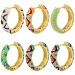 Small hoop earrings - colorful geometric patternEarrings