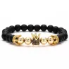 Black beaded bracelet - decorative crown / ballsBracelets