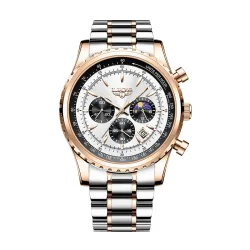 LIGE - luksus Quartz klokke - lysende - rustfritt stål - vanntett - rosa gull / hvit