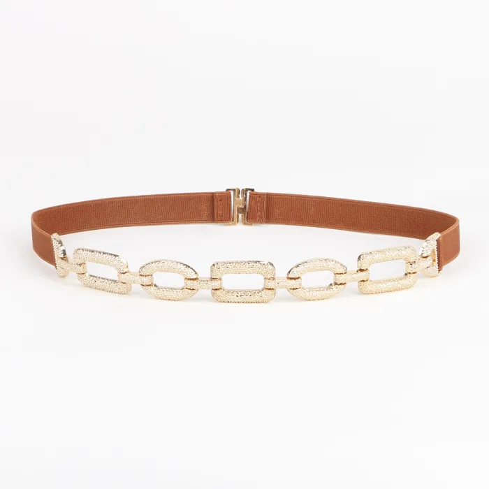 Fashionable elastic belt - square metal decorationsBelts