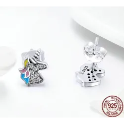 Silver earrings with crystal unicornEarrings