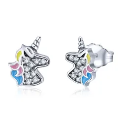 Silver earrings with crystal unicornEarrings