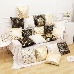 Decorative cushion cover - golden leaves / geometric pattern - 45cm * 45cmCushion covers