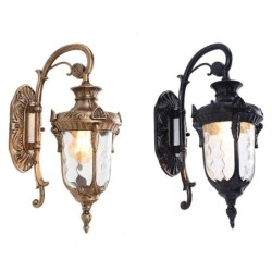 Retro utendørs vegglampe - vanntett - med glassarmatur - E27